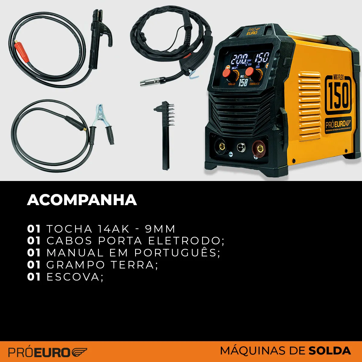 Máquina de Solda Multiprocesso MIG Flex 150a Pró Euro Bivolt MIG sem gás MMA TIG 60Hz - Imagem 2