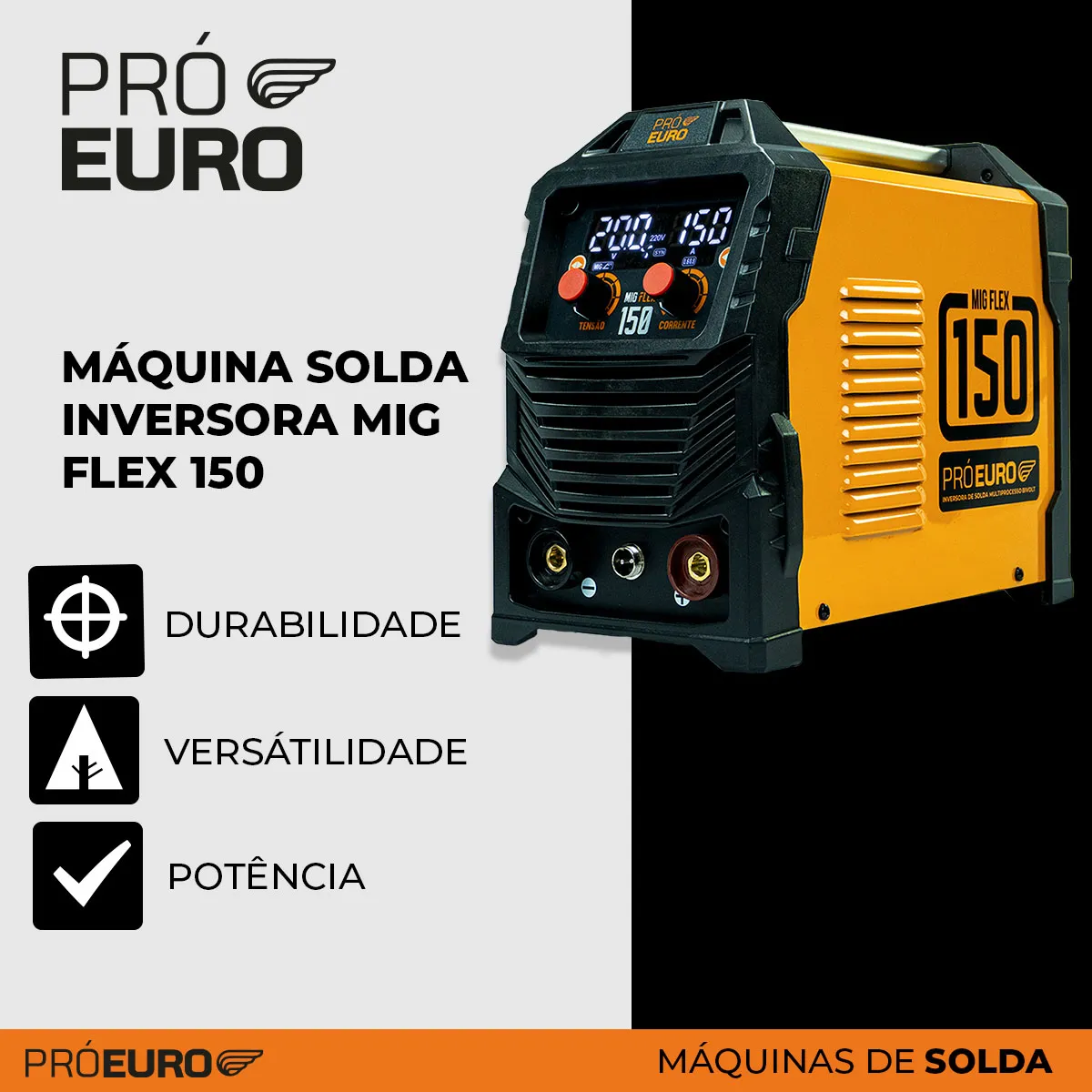 Máquina de Solda Multiprocesso MIG Flex 150a Pró Euro Bivolt MIG sem gás MMA TIG 60Hz