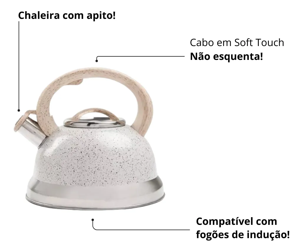 Chaleira Bule Alumínio C/ Apito Roma Vanilla Brinox 2,7 L - Imagem 2